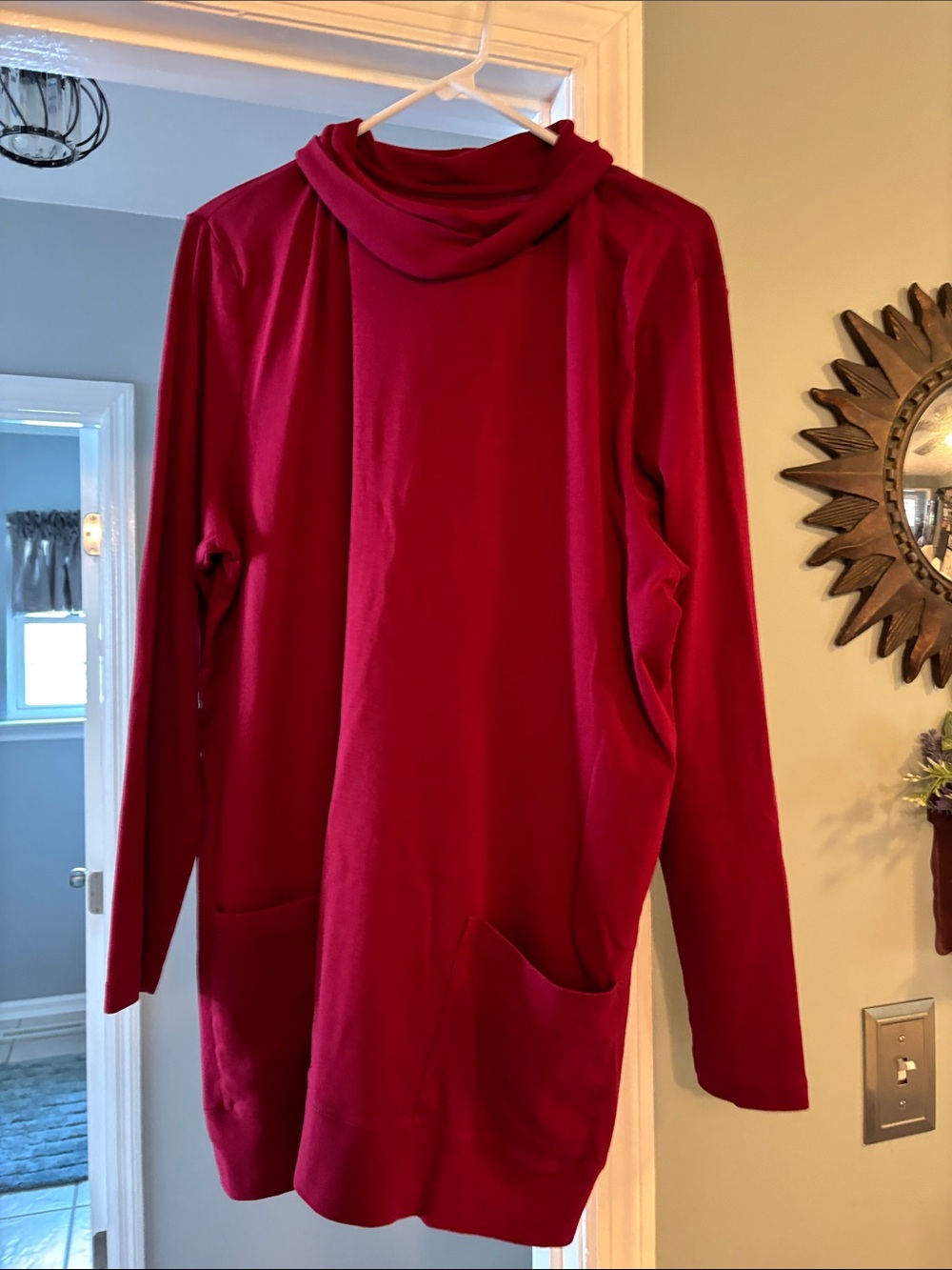 J. Jill Deep Red Turtleneck Sweater with Front Pockets